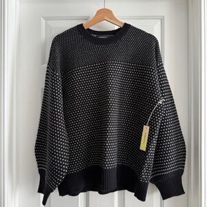 Summersalt Wool & Cashmere Black and White Crewneck Sweater